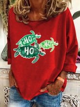 Load image into Gallery viewer, Women&#39;s Christmas Turtle Print Casual Sweatshirt