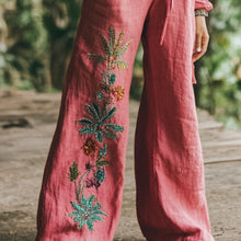 Load image into Gallery viewer, Bohemian Holiday Style Retro Linen Floral Ethnic Totem Print Casual Pants