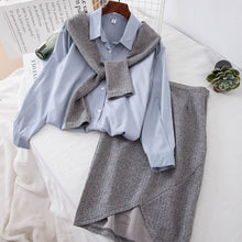 Load image into Gallery viewer, Casual Shirt Color Matching Fake Two-piece Set