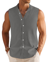 Load image into Gallery viewer, Men's Simple Imitation Linen Solid Color Comfortable Sleeveless Shirt