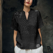 Load image into Gallery viewer, Japanese Traditional Sashiko Art Comfy Linen Tunic