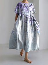 Load image into Gallery viewer, Women&#39;s Purple Floral Painting Casual Loose Dress