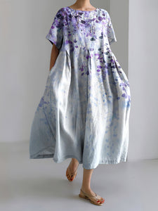 Women's Purple Floral Painting Casual Loose Dress