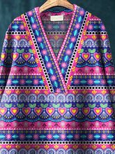 Load image into Gallery viewer, Lovely Ethnic Style Pattern Printed Women's Casual Cotton And Linen V-Neck Shirt