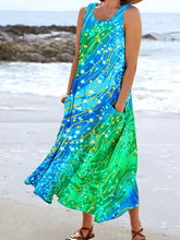 Load image into Gallery viewer, Women's Wave Ocean Art Print Pocket Casual Resort Comfort Maxi Dress