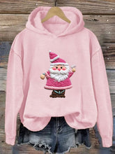 Load image into Gallery viewer, Women&#39;s Pink Santa Print Hoodie