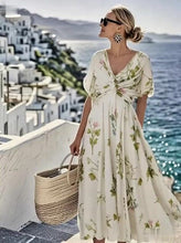 Load image into Gallery viewer, Women's Loose V-Neck Short Sleeve Floral Print Dress