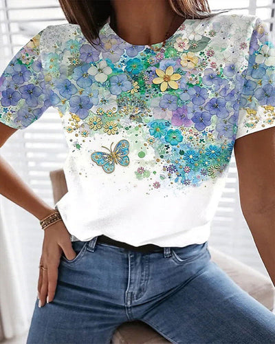 Short Sleeve Casual Floral-Print Shirts & Topss