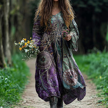 Load image into Gallery viewer, Vintage Viking Violet Tribal Pattern Comfy Maxi Dress