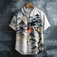 Load image into Gallery viewer, Men's Ink Art Landscape Painting Print Short Sleeve Shirt
