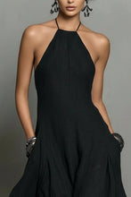 Load image into Gallery viewer, Women's Minimalist Linen Blend Halter Neck Sleeveless Maxi Dress