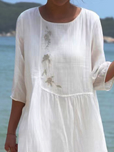 Load image into Gallery viewer, Floral Casual Cotton And Linen Dress