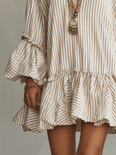 Load image into Gallery viewer, Sand Stripe Ruffled Boho Mini Dress