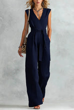 Load image into Gallery viewer, V-Neck Lace-Up Jumpsuit