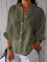 Load image into Gallery viewer, Women's Cotton and Linen Solid Color Casual Shirt
