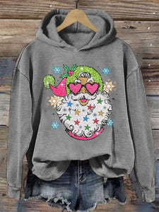 Women's Shiny Santa Print Sweatshirt