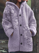 Load image into Gallery viewer, Vintage Floral Lace Embroidered Knit Hooded Cardigan