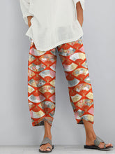Load image into Gallery viewer, Vintage Japanese Art Fan Printed Casual Pants
