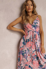 Load image into Gallery viewer, Everyday Pink Chiffon Floral Print Deep V Neck Sleeveless Maxi Dress