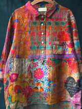 Load image into Gallery viewer, Vintage Flower Art Print Casual Cotton And Linen Shirt