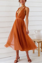 Load image into Gallery viewer, Feeling Romantic V Neck Tulle Midi Dress