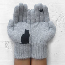 Load image into Gallery viewer, Warm Cat Bird Print Wool Knitted Gloves