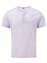 Load image into Gallery viewer, Men's Summer Solid Button Textured Short Sleeve Henley Shirt