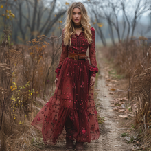 Load image into Gallery viewer, Women's Vintage V-neck Floral Bohemian Pastoral Style Long-sleeved Maxi Long Dress