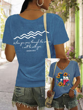 Load image into Gallery viewer, 🙏💔praying For Texas.🙏women's Texas Strong When You Pass Through The Waters I Will Be With You Isaiah 43_2 Print V Neck Casual T-shirt