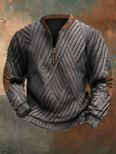 Load image into Gallery viewer, Men's Vintage Knitted Geometric Jacquard Zip-Up Sweatshirt