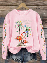 Load image into Gallery viewer, Women&#39;s Christmas Deck The Palms Printed Crew Neck Sweatshirt