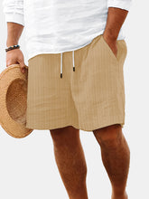 Load image into Gallery viewer, Men's Summer Solid Color Vertical Strip Casual Beach Shorts