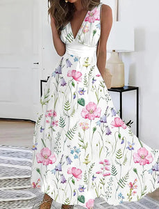 Women's Maxi Dress Floral V Neck Dress