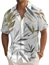 Load image into Gallery viewer, Men's Hawaiian Ink Bamboo Leaf Print Short Sleeve Shirt