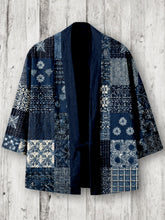 Load image into Gallery viewer, Vintage Japanese Sashiko Patchwork Linen Kimono Cardigan