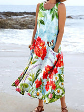 Load image into Gallery viewer, Women's Floral Art Print Pocket Casual Resort Comfort Maxi Dress
