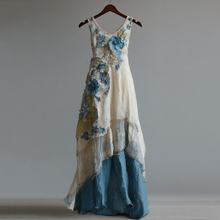 Load image into Gallery viewer, Women's Vintage Oil Painting Floral Art Gradient Linen Sleeveless Dress
