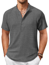 Load image into Gallery viewer, Men's Hawaiian Stand Collar Button Pocket Short Sleeve Shirt