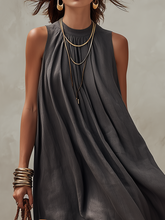 Load image into Gallery viewer, Oversized Charcoal Gray Linen Halter Midi Dress