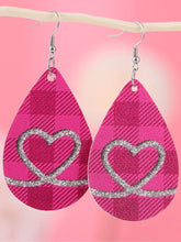 Load image into Gallery viewer, Valentine's Day Plaid Love Drop Earrings