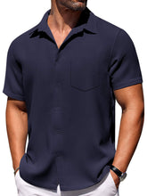 Load image into Gallery viewer, Men's Hawaiian Waffle Fabric Lapel Pocket Short Sleeve Shirt