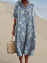Load image into Gallery viewer, Vintage Rose And Vine Pattern Printed Women's Flowy Dress