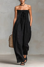 Load image into Gallery viewer, Women's Minimalist Loose-fitting Linen Blend Strapless Jumpsuit With Tie Closure
