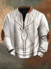 Load image into Gallery viewer, Men's Retro Wild Deer Graphic Jacquard Zip Collar Sweatshirt