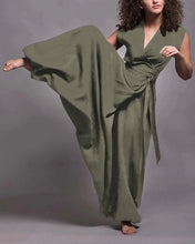 Load image into Gallery viewer, Loose Satin Linen Dress Jumpsuit