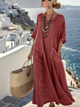 Load image into Gallery viewer, Ladies Loose Solid Pocket Dress