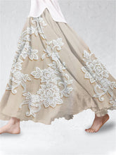 Load image into Gallery viewer, Vintage Floral Lace Embroidered Linen Blend Flowy Skirt