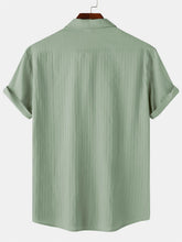 Load image into Gallery viewer, Men's Cotton And Linen High Quality Striped Pocket Short Sleeve Shirt