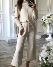 Load image into Gallery viewer, Casual High-neck Knitted Wide-leg Pants Two-piece Suits