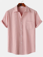 Load image into Gallery viewer, Men's Cotton And Linen Striped Texture Comfortable Pocket Daily Short-sleeved Shirt